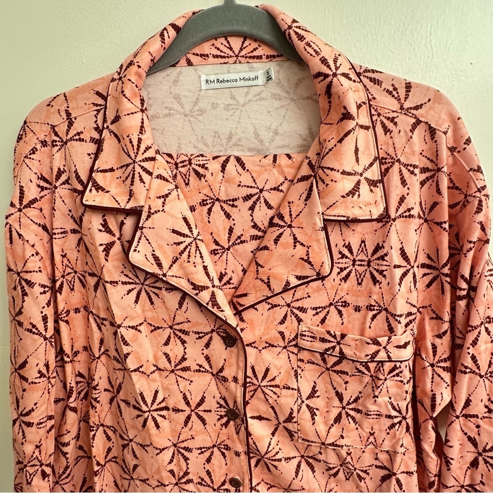 Rebecca Minkoff Brushed Cotton Pink Shibori Rose Patterned Women's Pajama SZ 1X - Picture 4 of 7